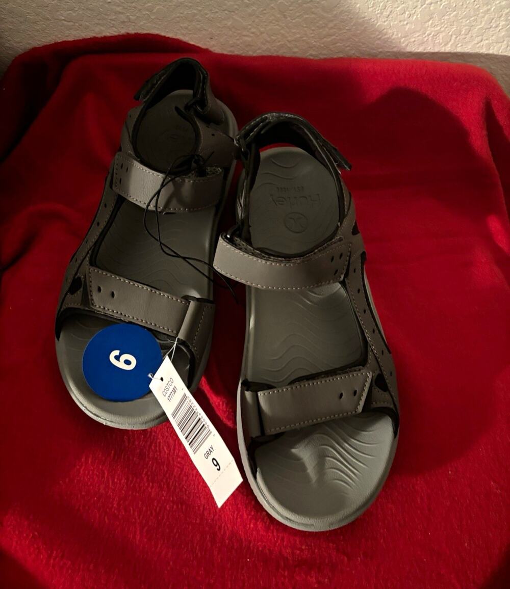 Hurley Odessa Men's Gray Sport Sandals Hook & Loop Adjustable Straps US 9